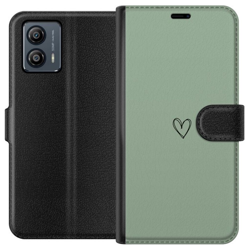 Motorola Moto G53 Svart Plånboksfodral Hjärta