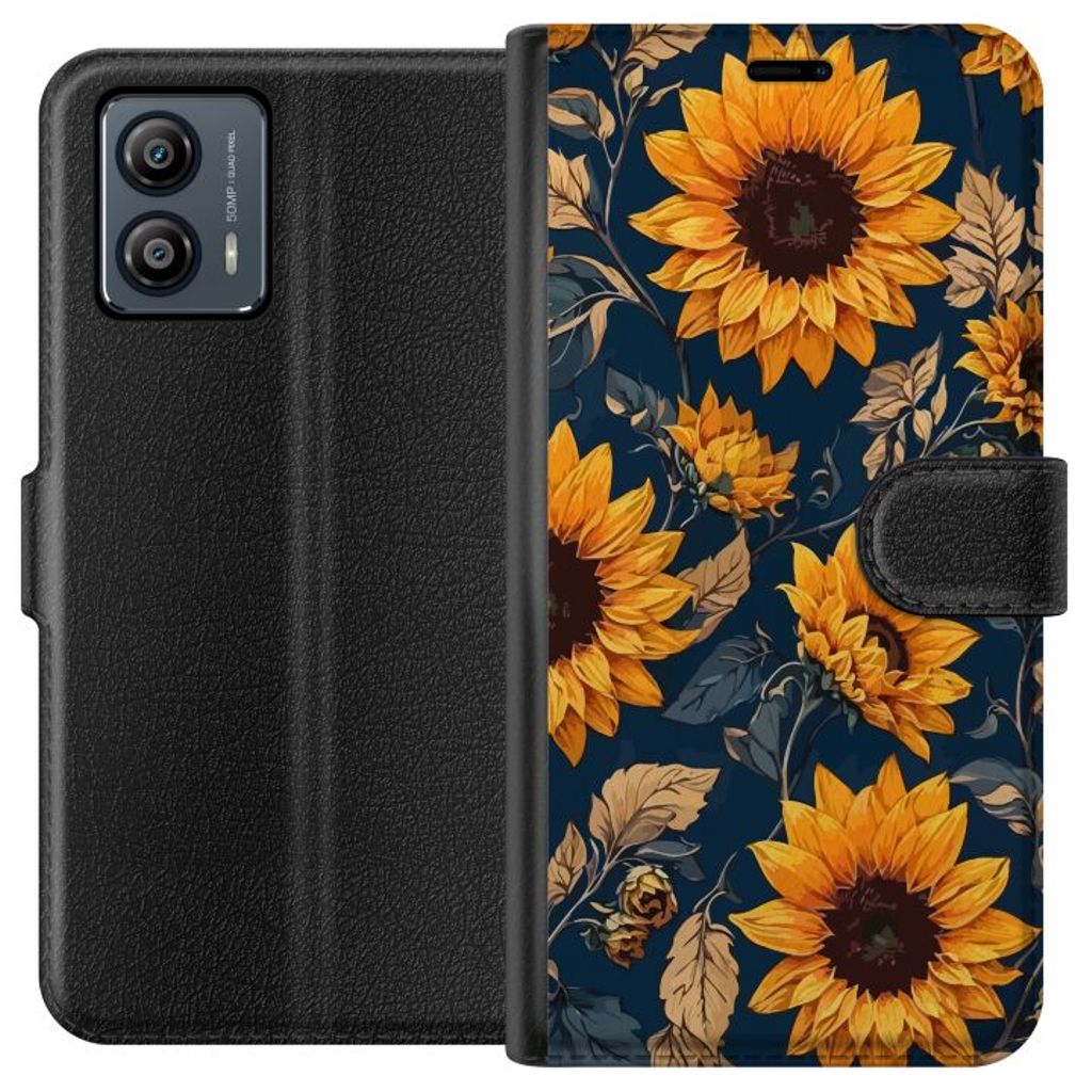 Motorola Moto G53 Musta Lompakkokotelo Solrosor