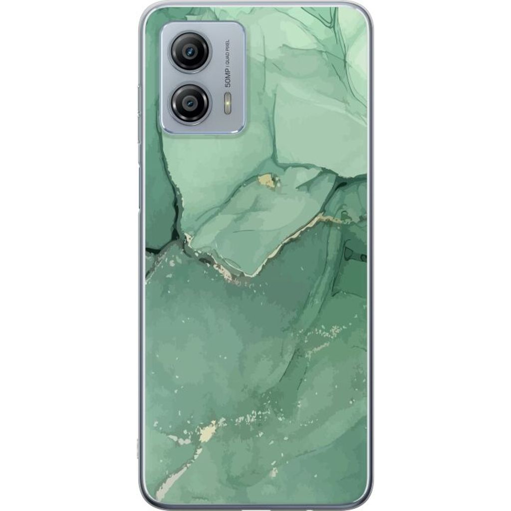 Motorola Moto G53 Transparent Mobilskal Grön Marmor