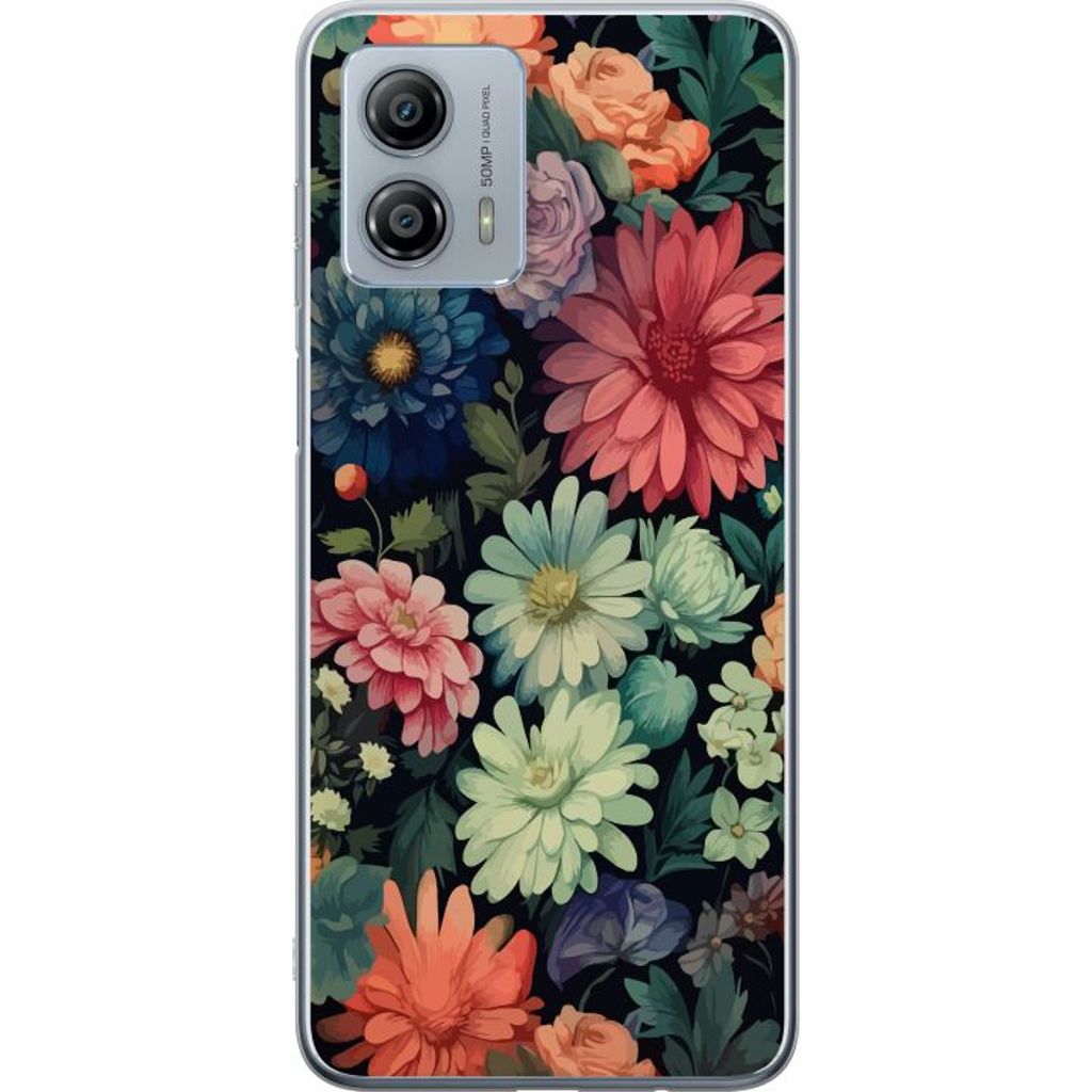 Motorola Moto G53 Läpinäkyvä Puhelinkotelo Färglada blommor