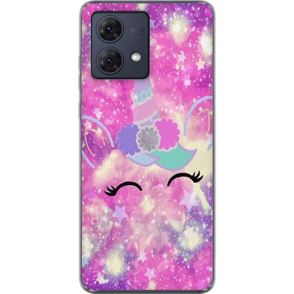 Motorola Moto G84 Transparent Mobilskal Glad Enhörning