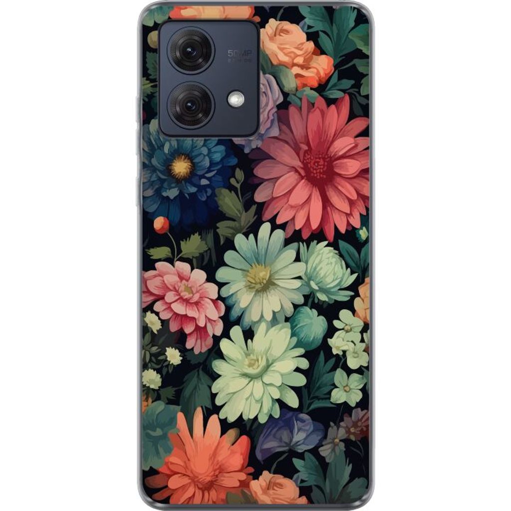 Motorola Moto G84 Transparent Mobilskal Färglada blommor
