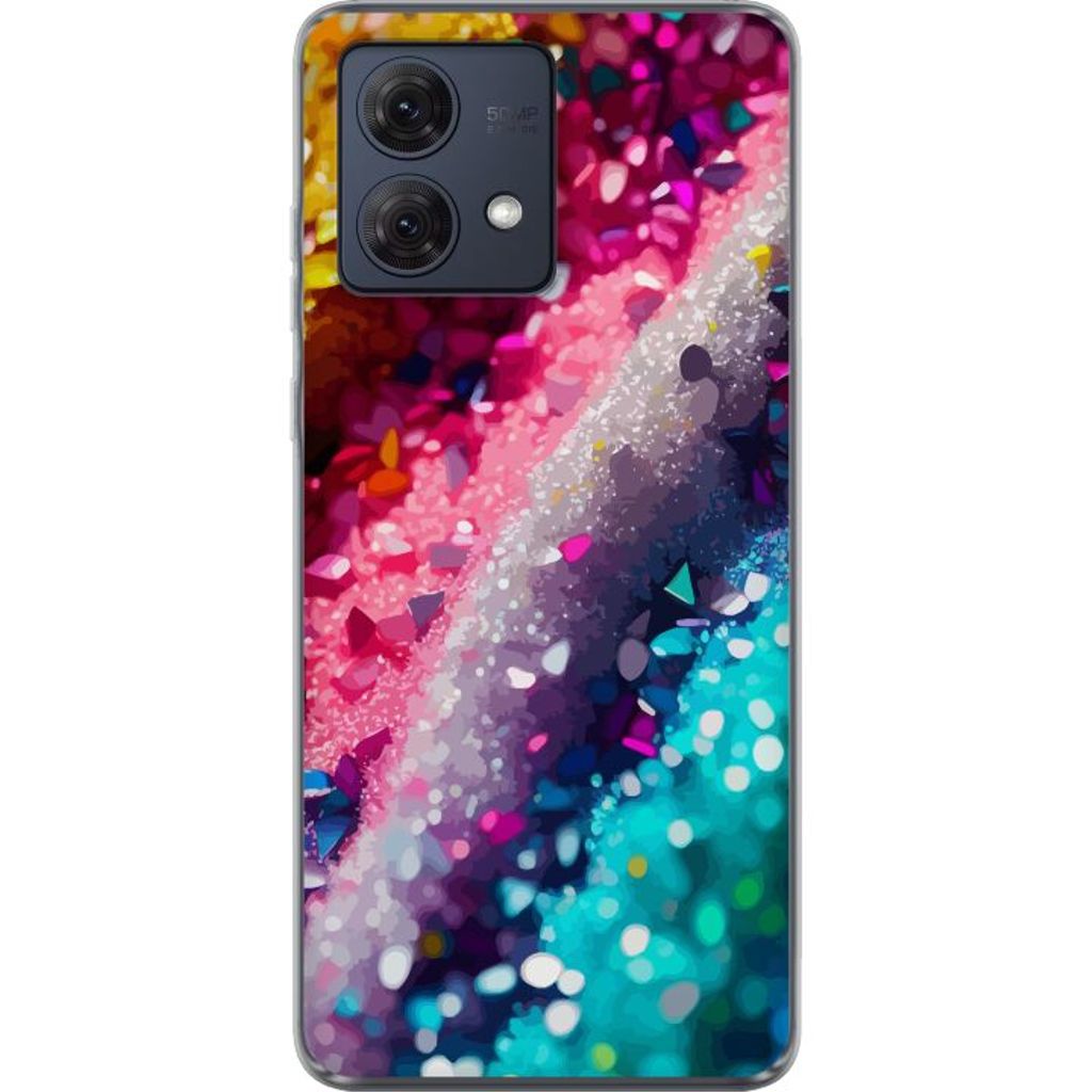 Motorola Moto G84 Transparent Mobilskal Glittrande silke