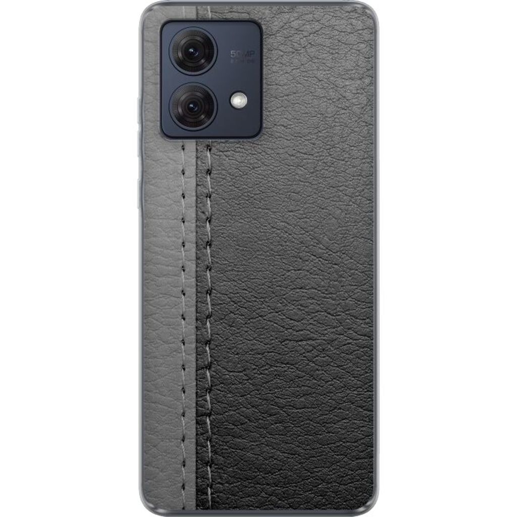 Motorola Moto G84 Transparent Mobilskal Grått Fake Läder