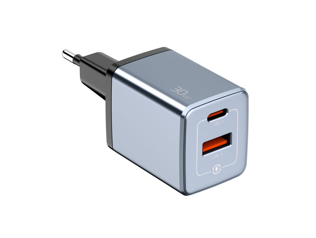 NEXTBATT 30W GaN USB-C Snabbladdare – Svart/Grå
