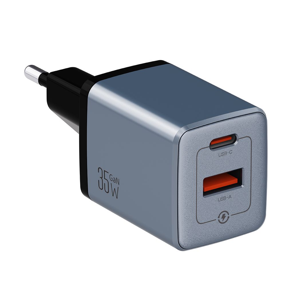 NEXTBATT 35W GaN Wall Charger USB-C/USB-A - Black/Gray