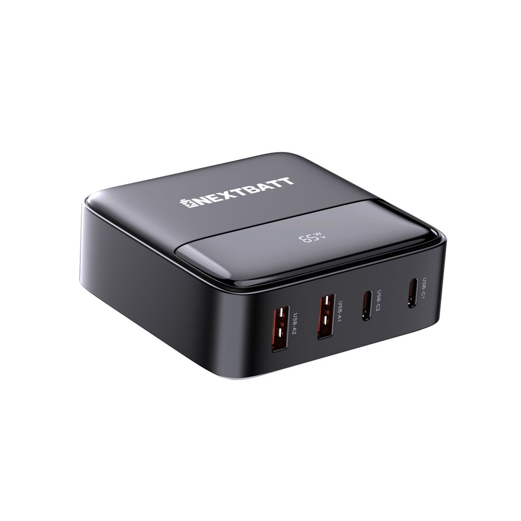 NEXTBATT 4-i-1 65W GaN Multi USB-oplader 2x USB-C & 2x USB-A
