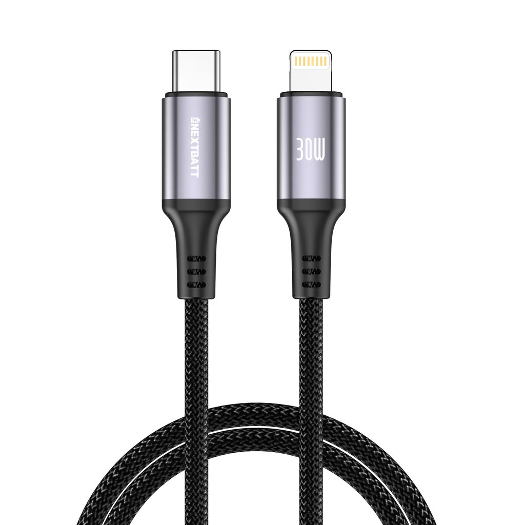NEXTBATT USB-C to Lightning Cable 30W, 3A, 2m - Black