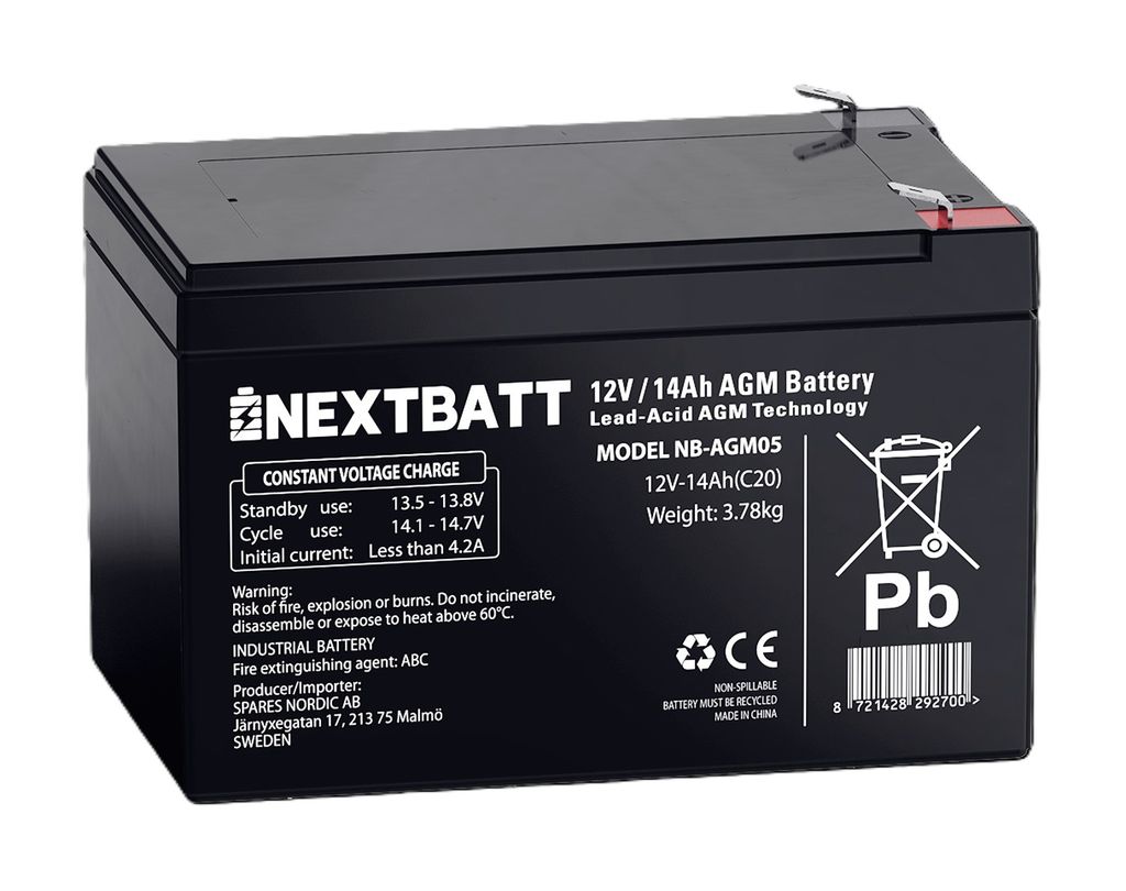 NEXTBATT AGM-batteri 12V 14Ah – 151x98x95 mm