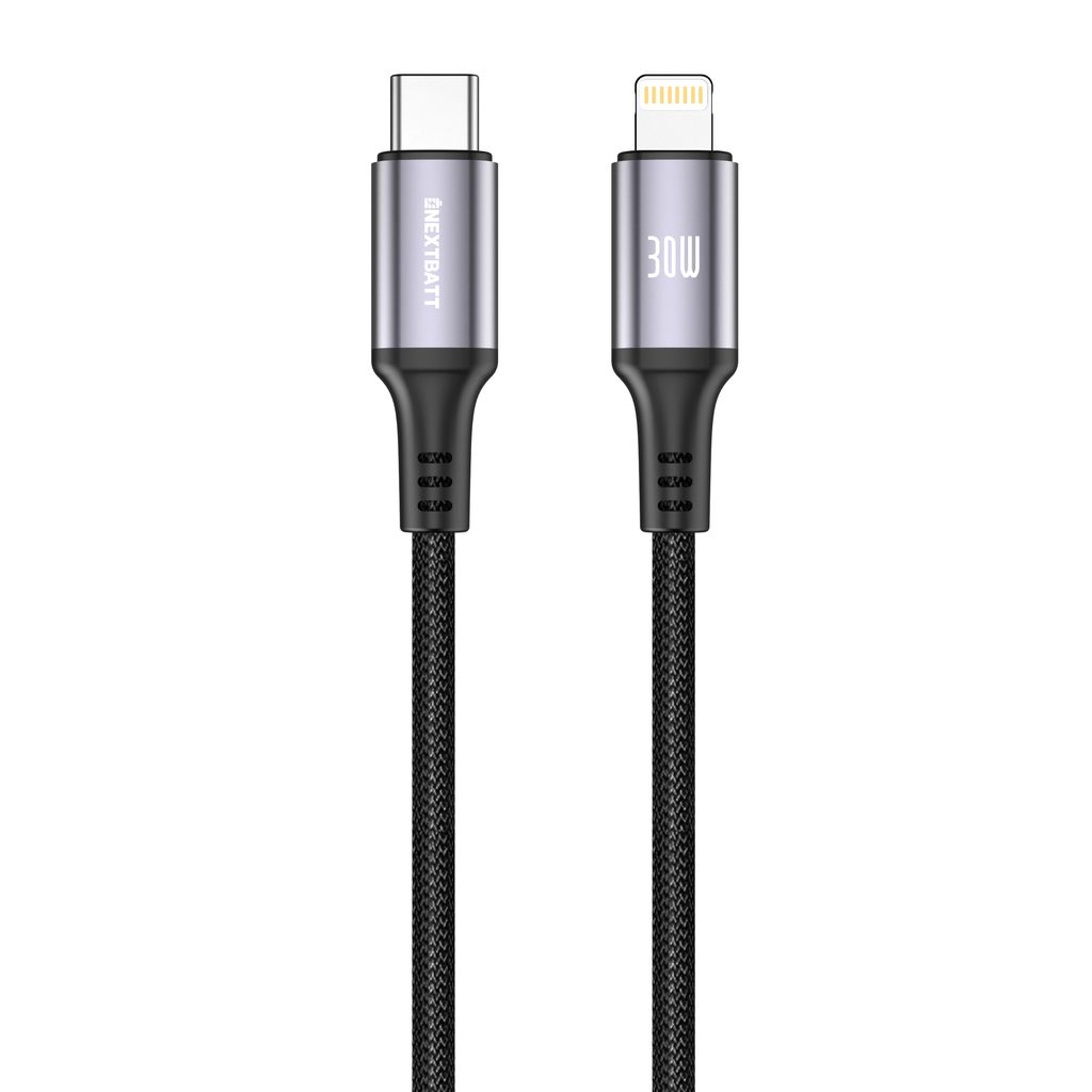NEXTBATT USB-C to Lightning Cable 30W, 3A, 1m - Black
