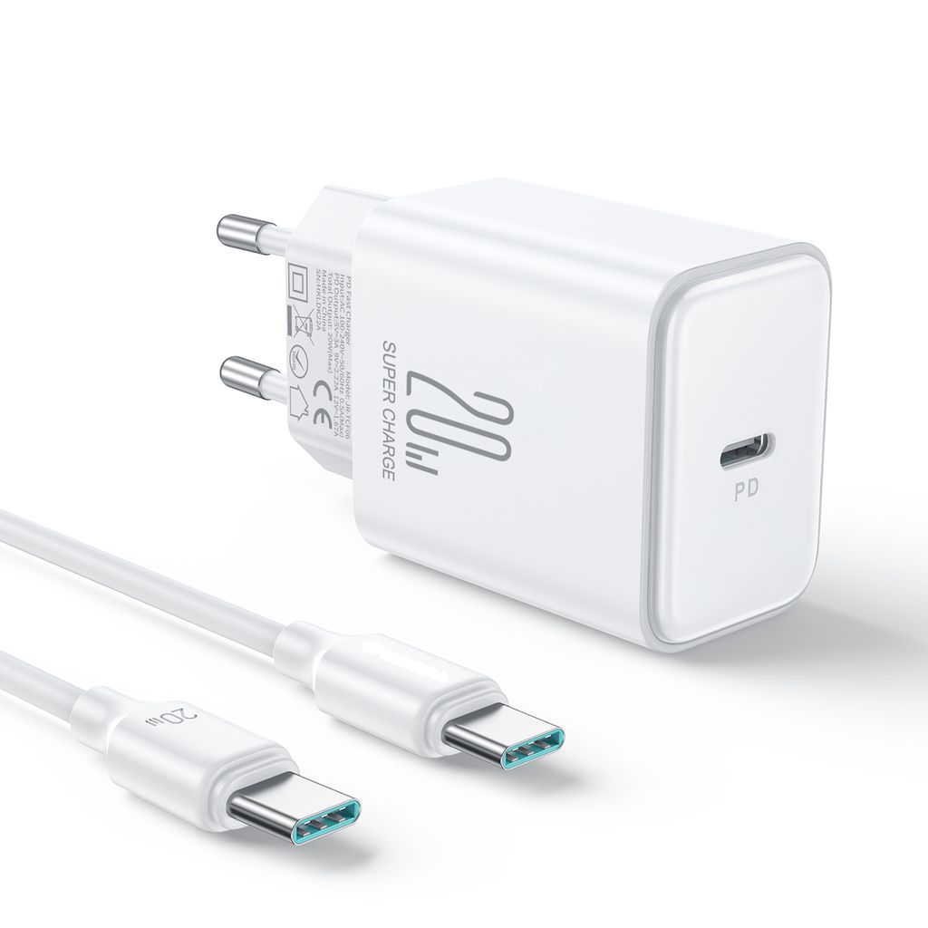 Snabbladdare till iPhone 15/16/17 USB-C Strömadapter 20W + Kabel 1m, 3A | Laddare - Mobilladdare | Batteritema