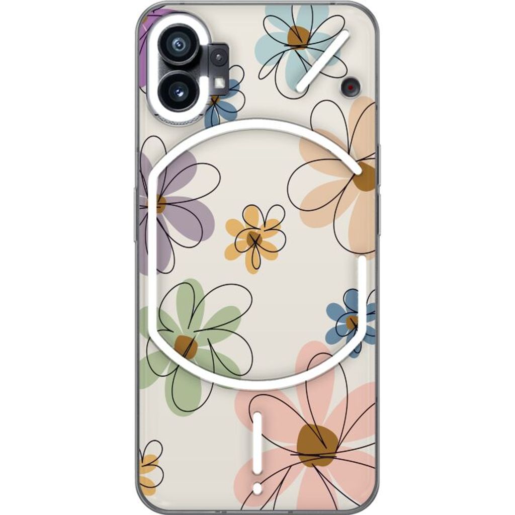 Nothing Phone (1) Transparent Mobilskal Tecknade Blommor