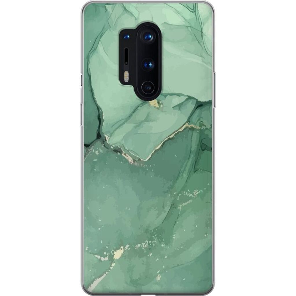 OnePlus 8 Pro Transparent Mobilskal Grön Marmor