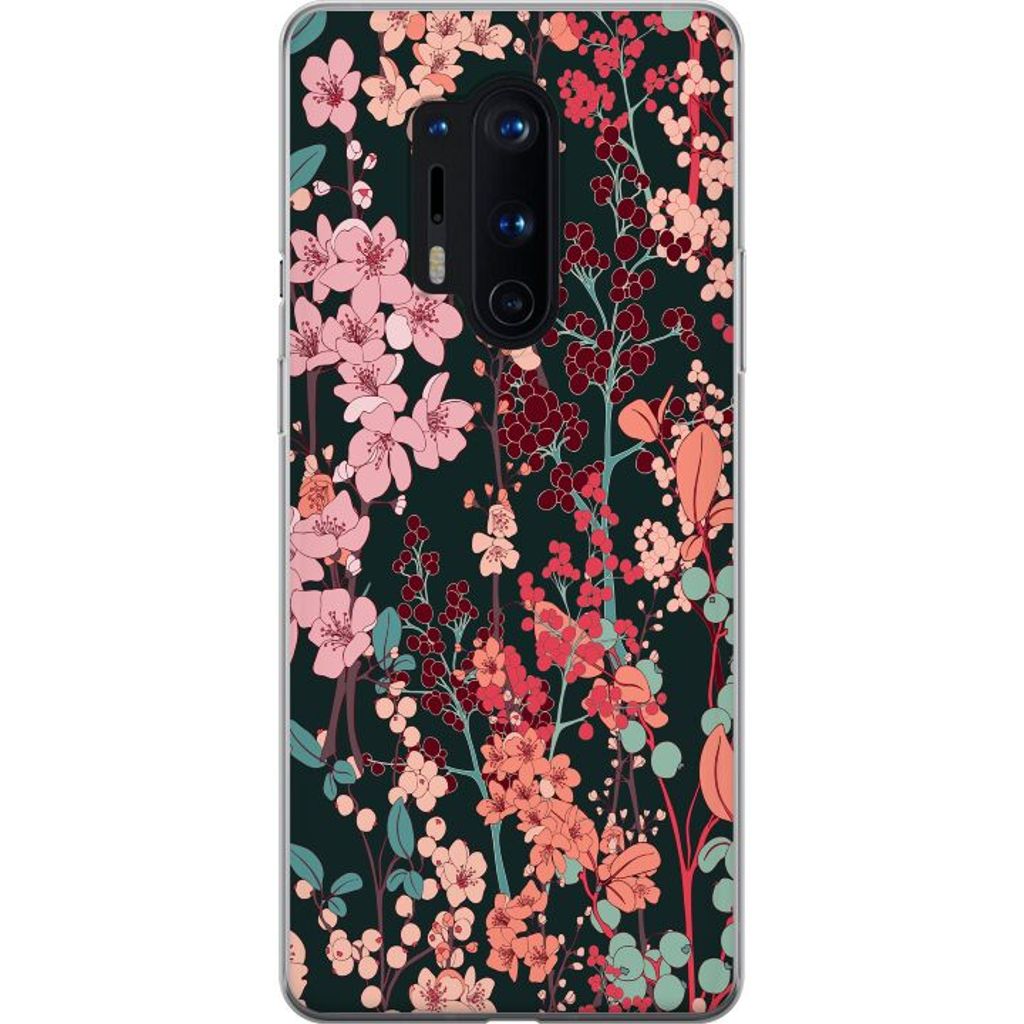 OnePlus 8 Pro Gennemsigtigt Telefoncover Blommor