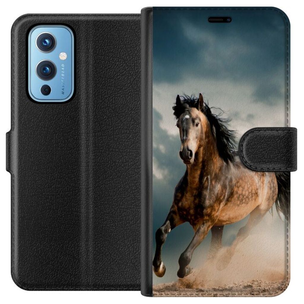 OnePlus 9 Sort Lommebokdeksel Springande Häst