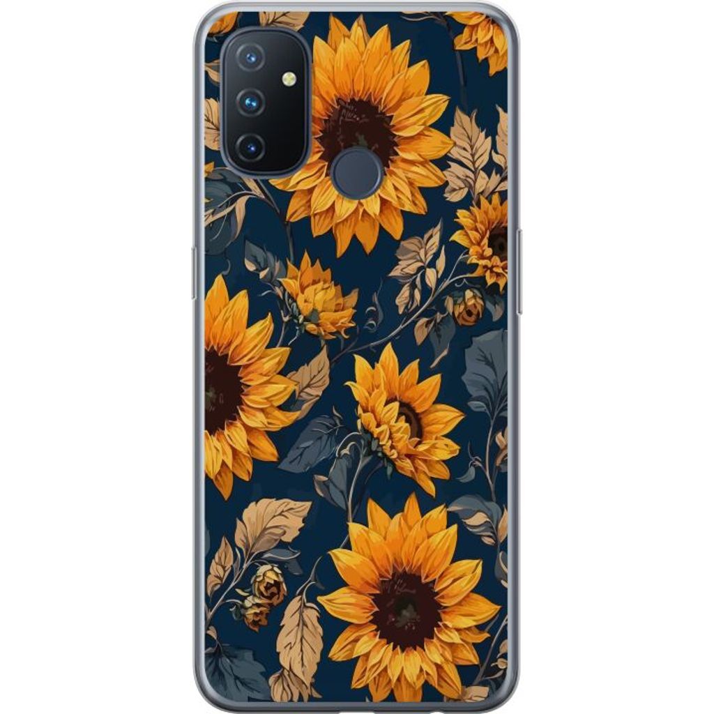 OnePlus Nord N100 Transparent Mobilskal Solrosor