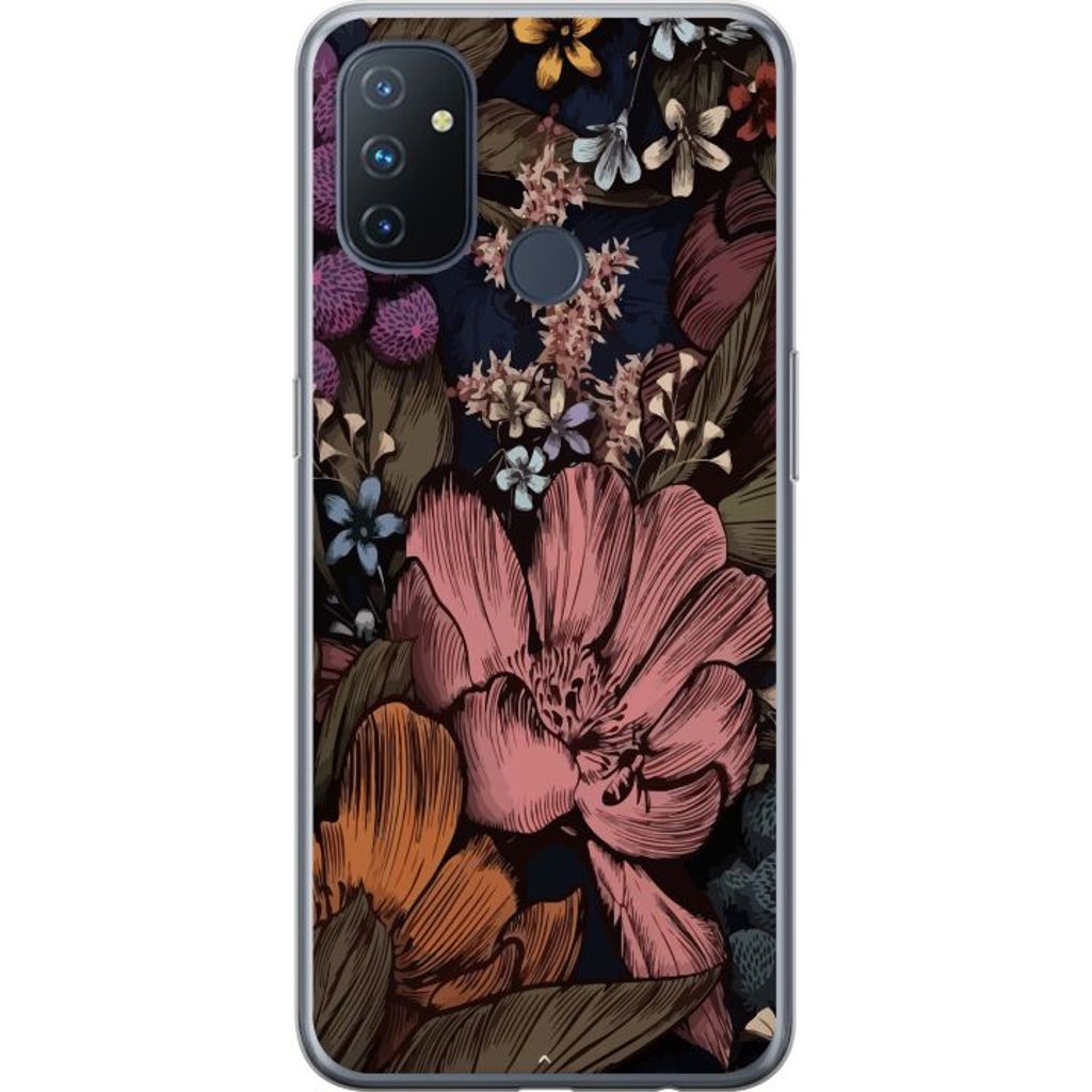 OnePlus Nord N100 Läpinäkyvä Puhelinkotelo Tecknade blommor