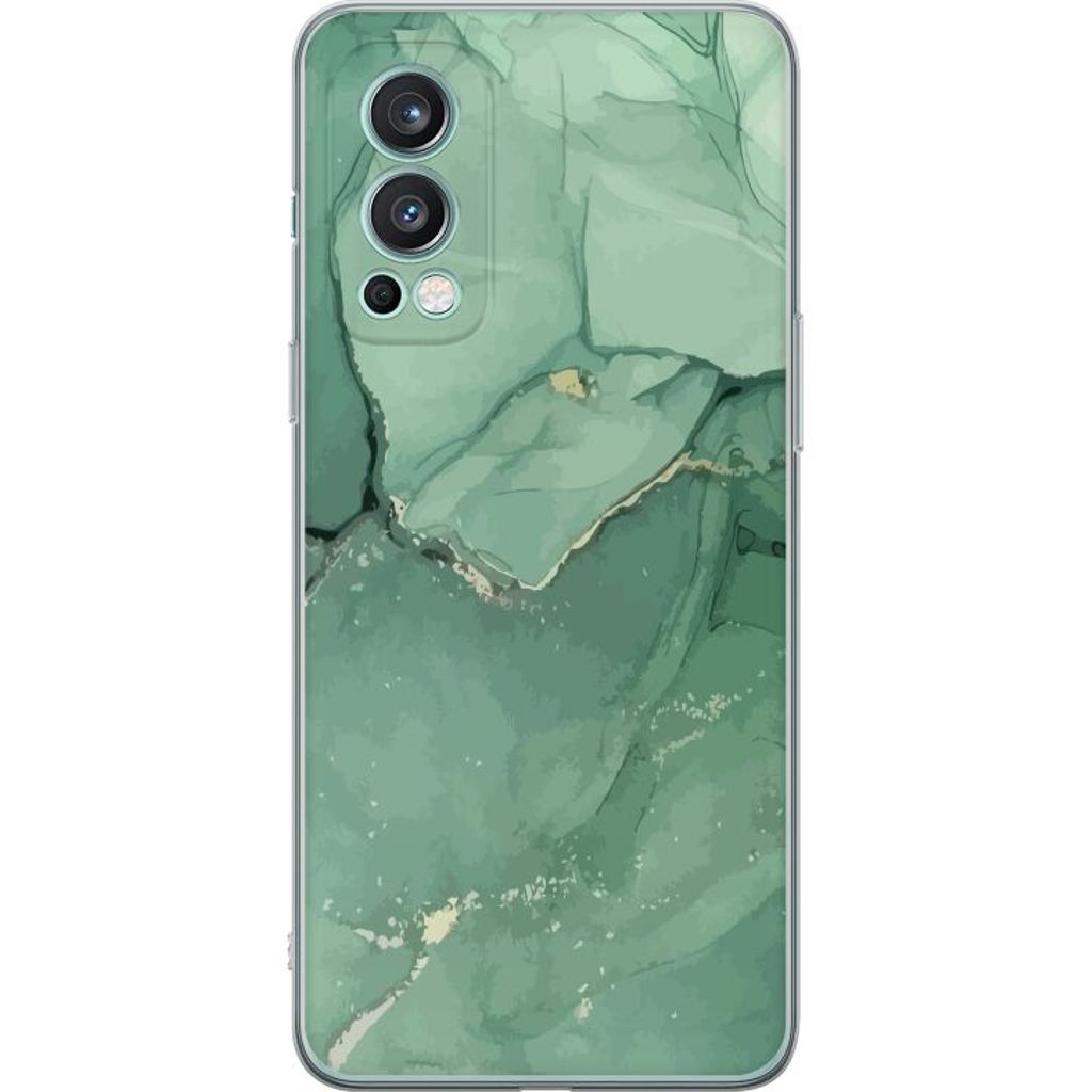 OnePlus Nord 2 5G Transparent Mobilskal Grön Marmor
