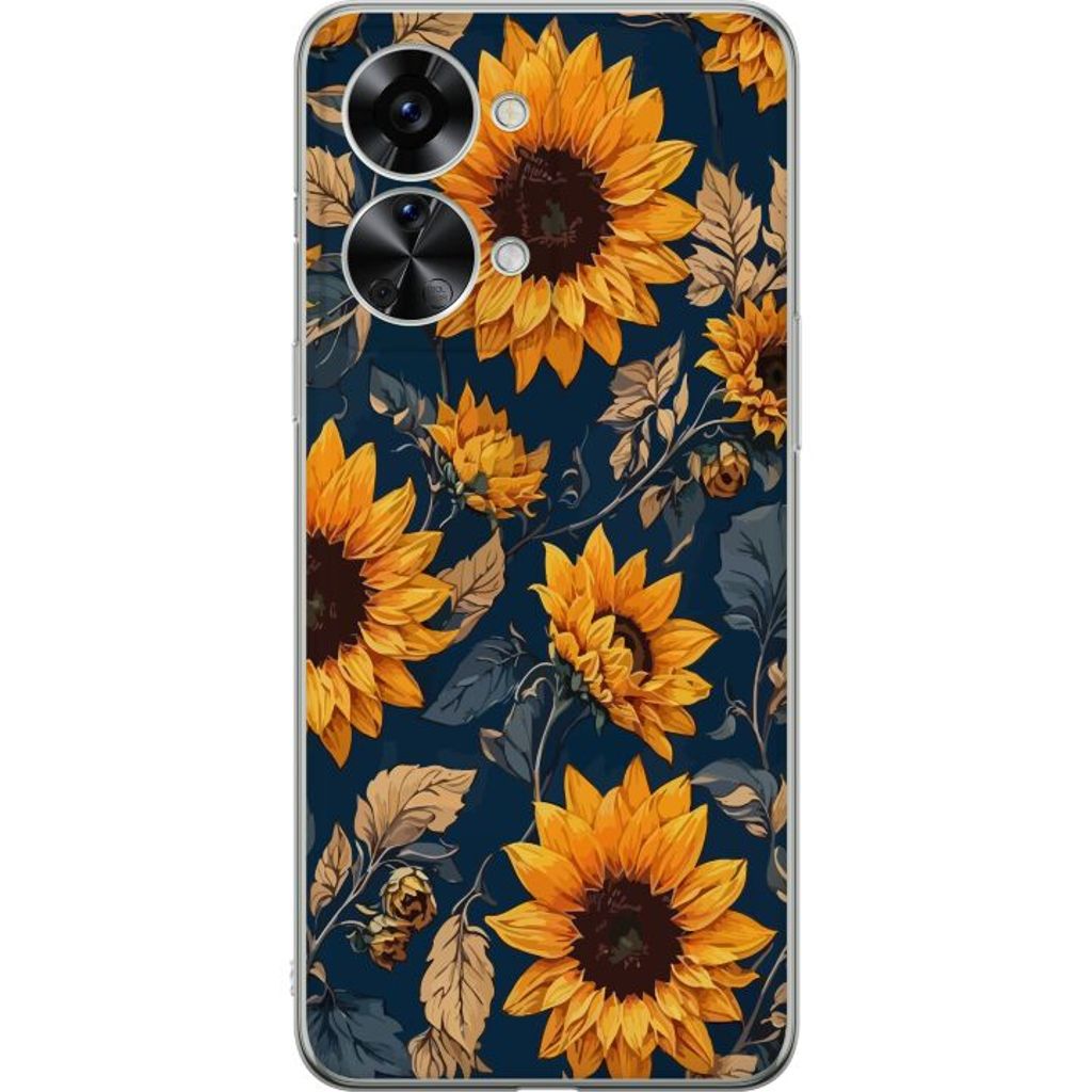 OnePlus Nord 2T Gennemsigtigt Telefoncover Solrosor