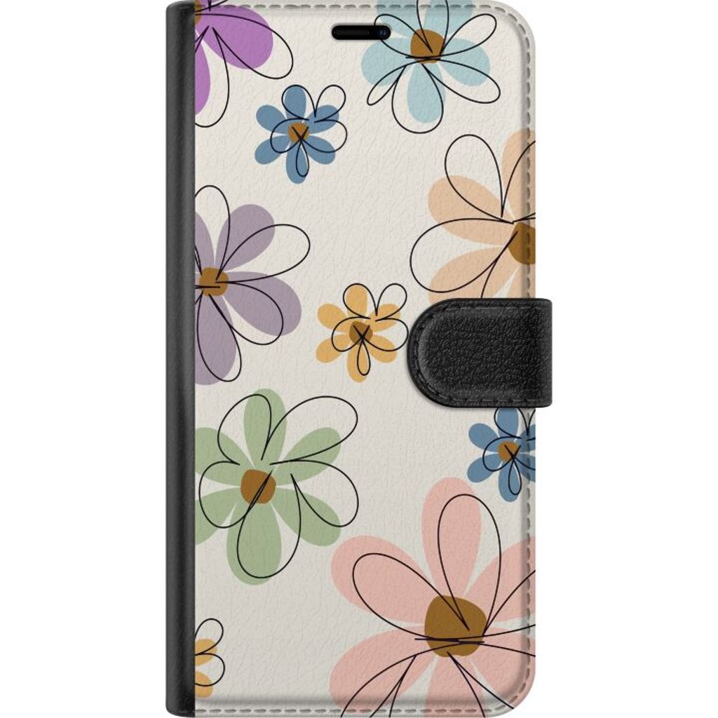 OnePlus Nord CE 2 Lite 5G Sort Lommebokdeksel Tecknade Blommor