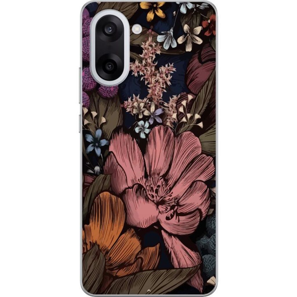 OnePlus Nord CE5 Läpinäkyvä Puhelinkotelo Tecknade blommor