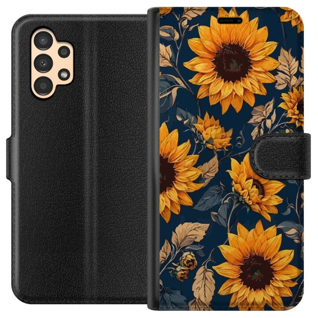 Samsung Galaxy A13 Musta Lompakkokotelo Solrosor