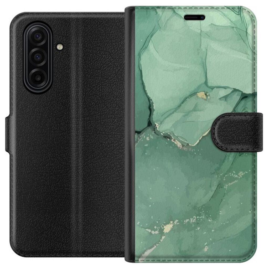 Samsung Galaxy A17 5G Musta Lompakkokotelo Grön Marmor