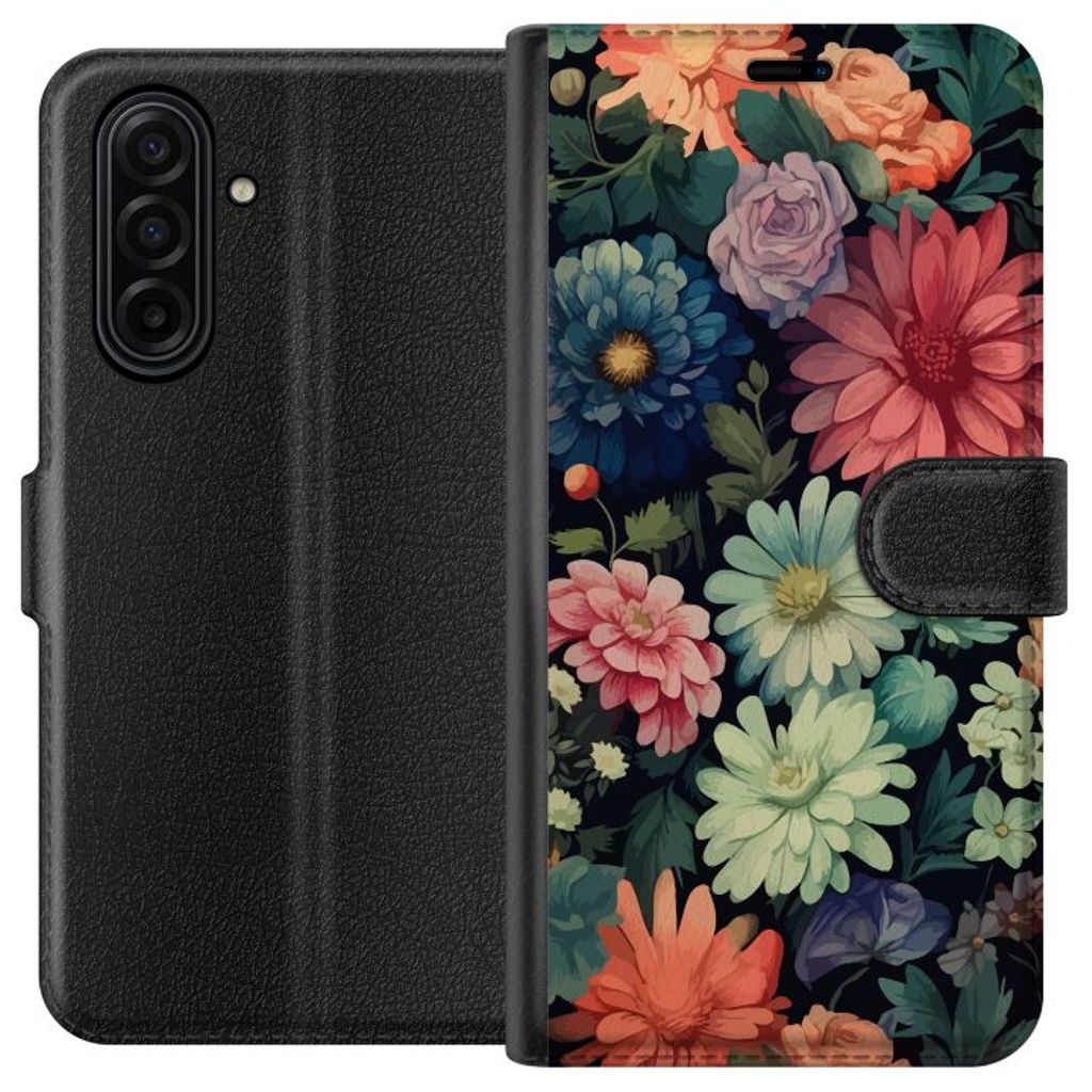 Samsung Galaxy A17 5G Svart Plånboksfodral Färglada blommor