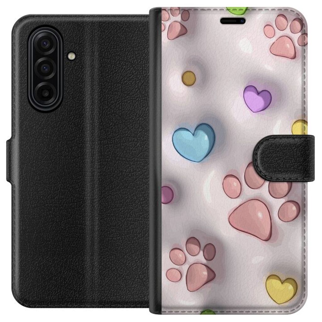 Samsung Galaxy A17 5G Svart Plånboksfodral Fluffiga Tassar