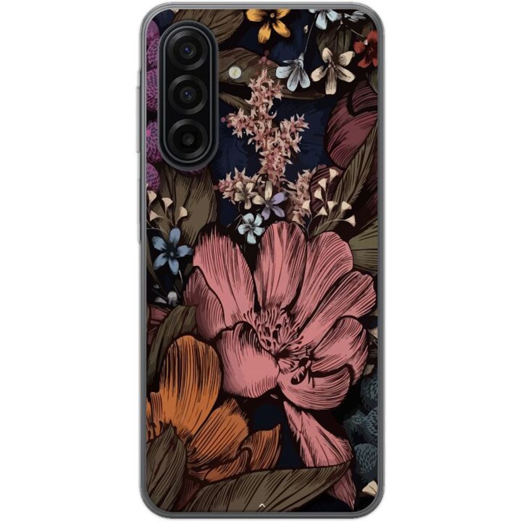 Samsung Galaxy A17 5G Läpinäkyvä Puhelinkotelo Tecknade blommor