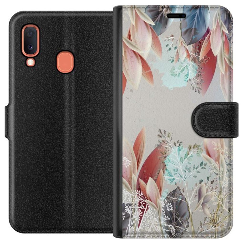 Samsung Galaxy A20e Svart Plånboksfodral Blommor