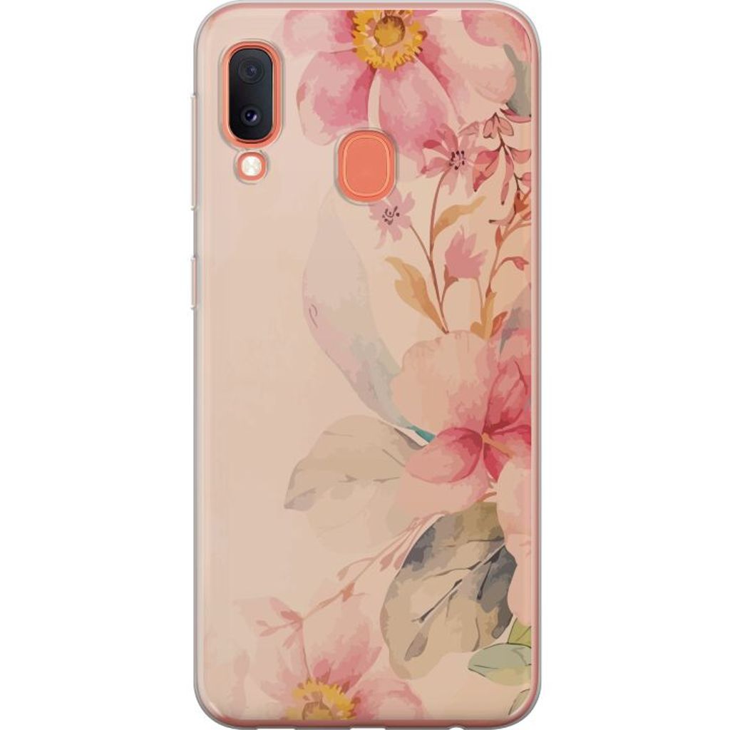 Samsung Galaxy A20e Gjennomsiktig Telefondeksel Färgsprakande Blommor