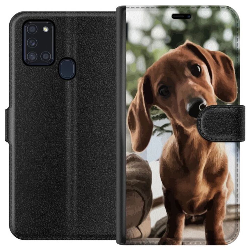 Samsung Galaxy A21s Sort Lommebokdeksel Ung Hund