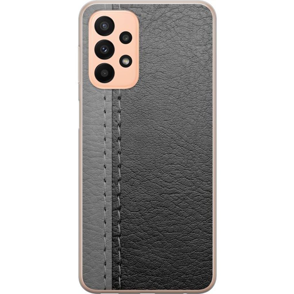 Samsung Galaxy A23 Gjennomsiktig Telefondeksel Grått Fake Läder