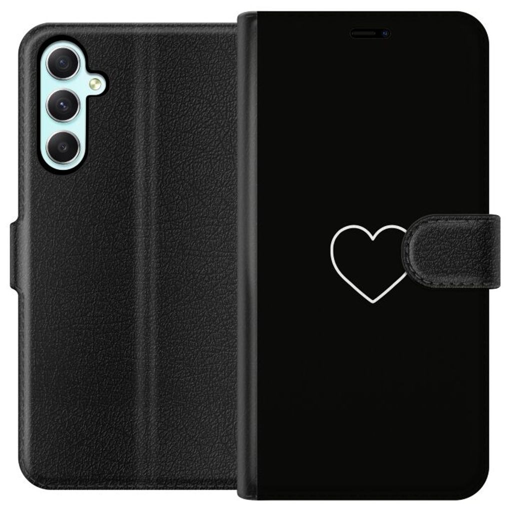 Samsung Galaxy A34 Svart Plånboksfodral Hjärta