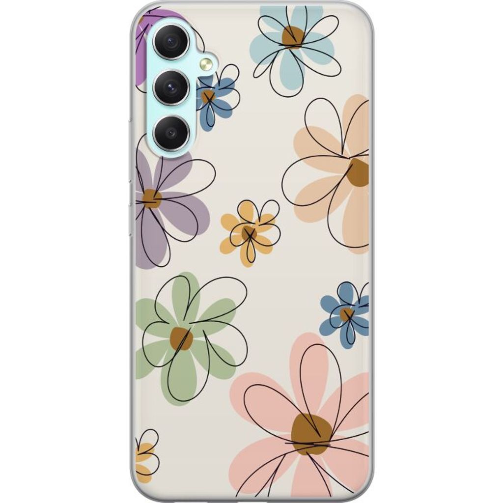 Samsung Galaxy A34 Transparent Mobilskal Tecknade Blommor