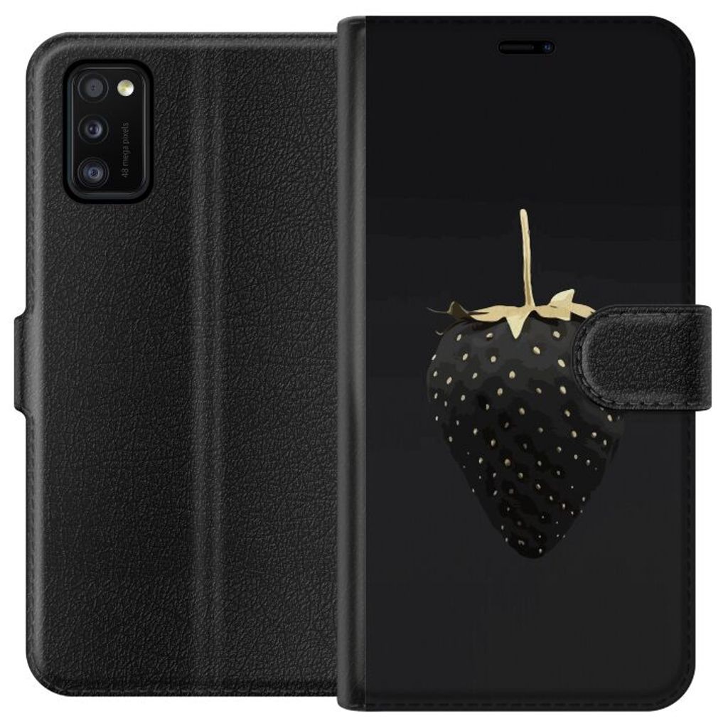 Samsung Galaxy A41 Sort Tegnebogsetui Exklusiv Jordgubbe