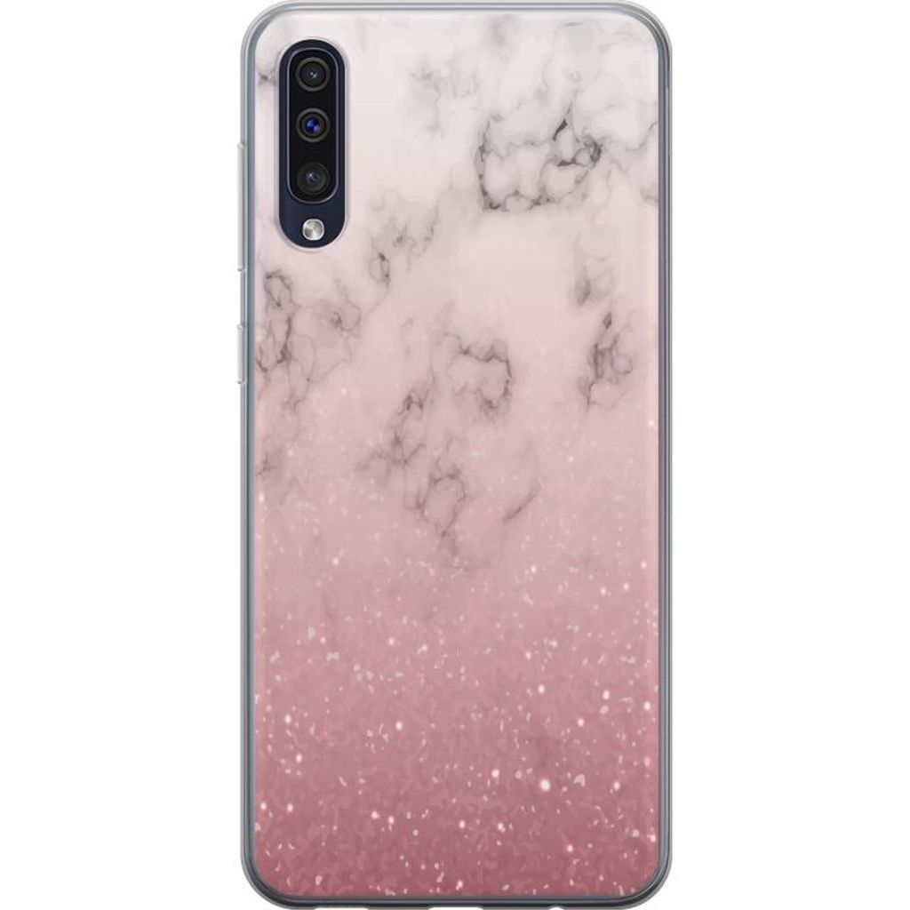 Samsung Galaxy A50 Transparent Mobilskal Glitter och marmor