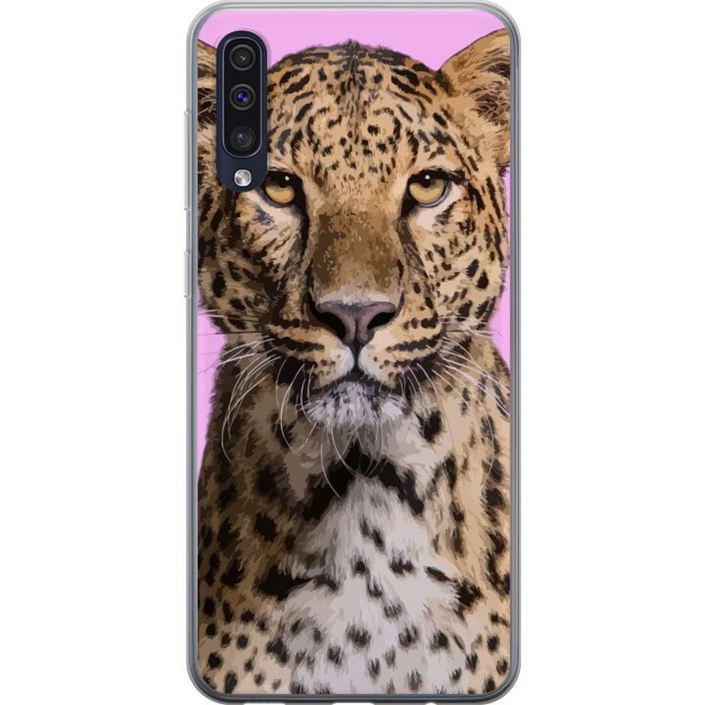 Samsung Galaxy A50 Transparent Mobilskal Leopard