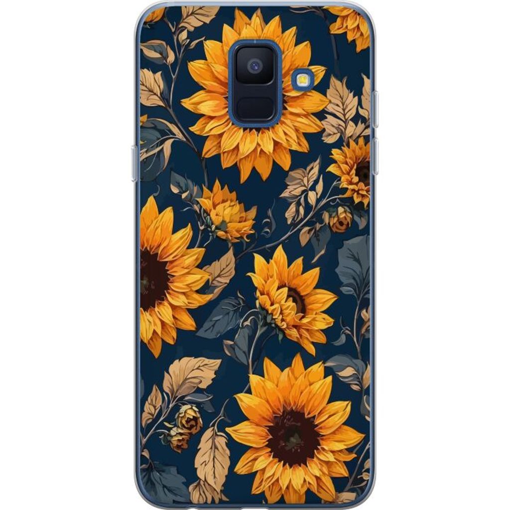 Samsung Galaxy A6 (2018) Transparent Mobilskal Solrosor