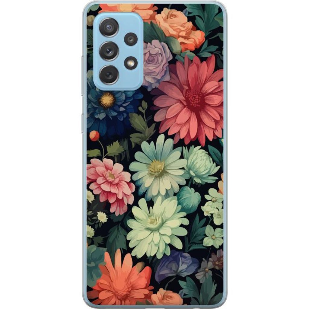Samsung Galaxy A72 5G Gennemsigtigt Telefoncover Färglada blommor