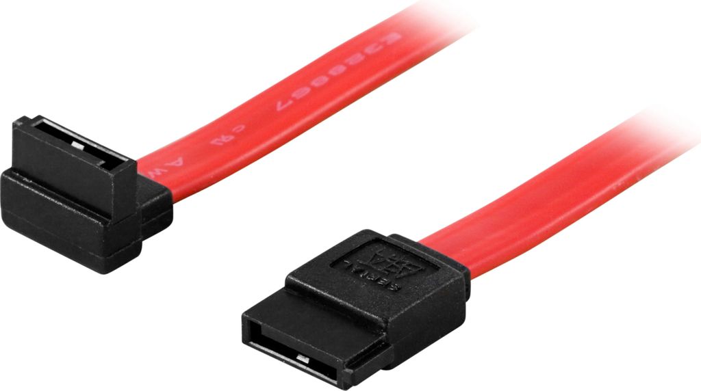 SATA/SAS kabel, vinklad (uppåt) till rak, 0,3 m - Röd