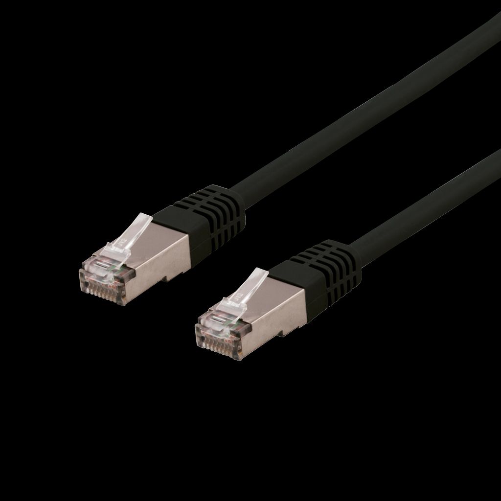 S/FTP Cat6 patchkabel 0,5m svart – Delta-certifierad, LSZH