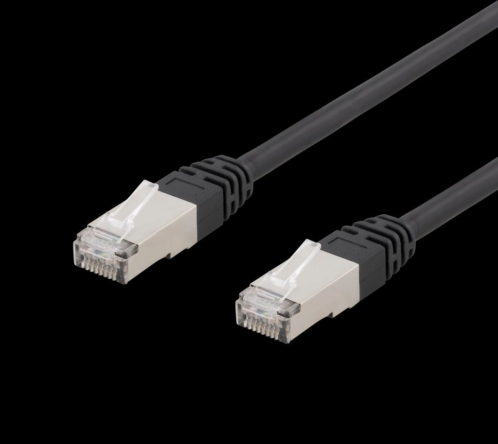 S/FTP Cat6 patchkabel 1,5m 250MHz UV-resistent svart