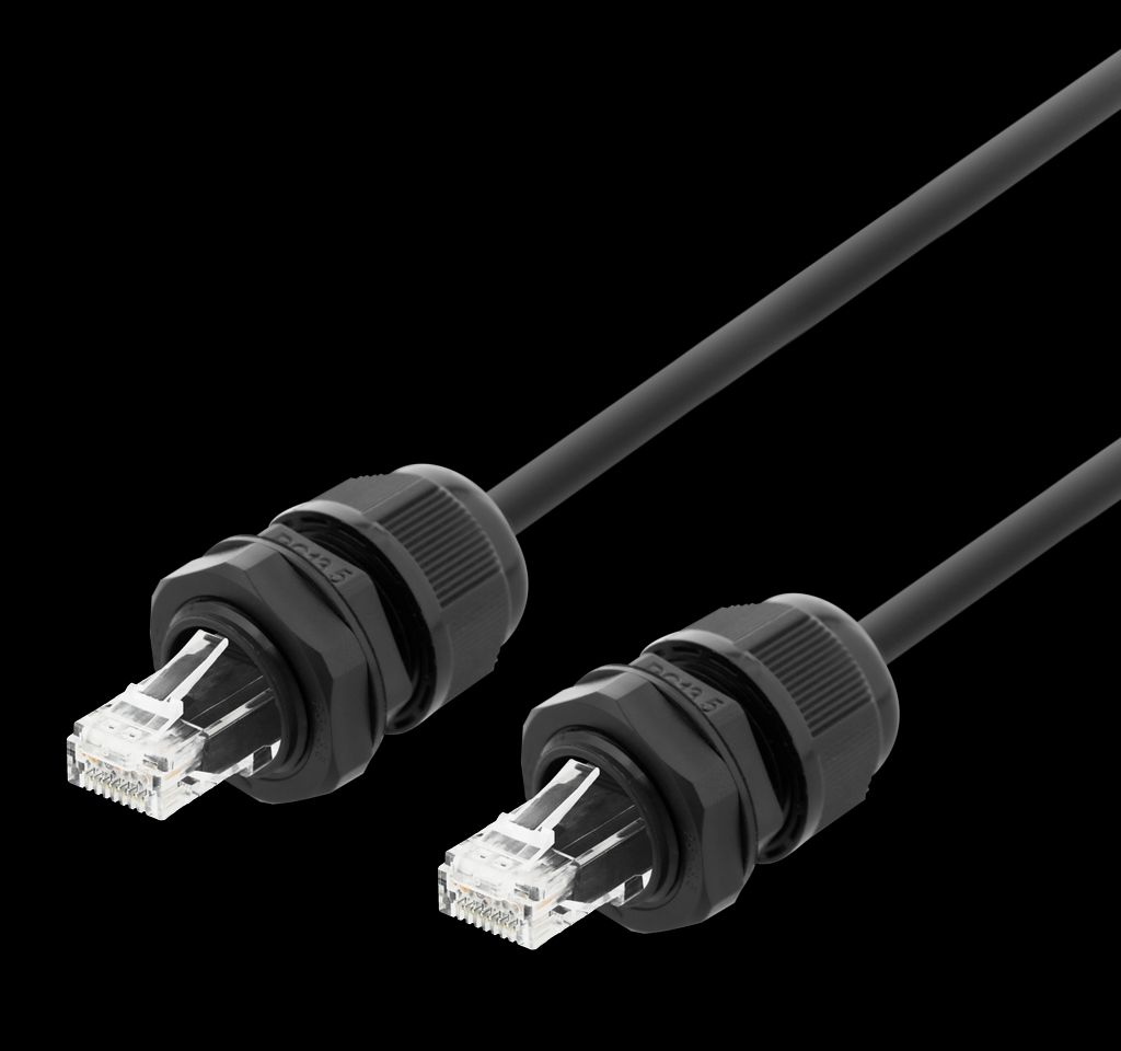 S/FTP Cat6a patch kabel 3m IP68 PG13.5 – svart