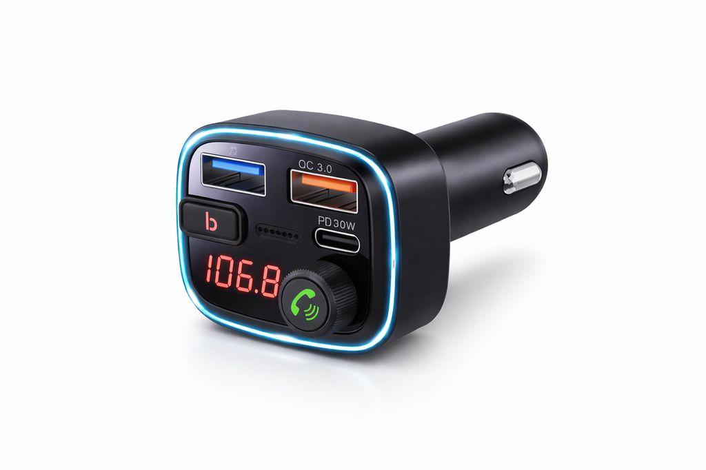 SiGN FM-lähetin ja autolaturi 48W, 2x USB-A/1x USB-C 30W PD