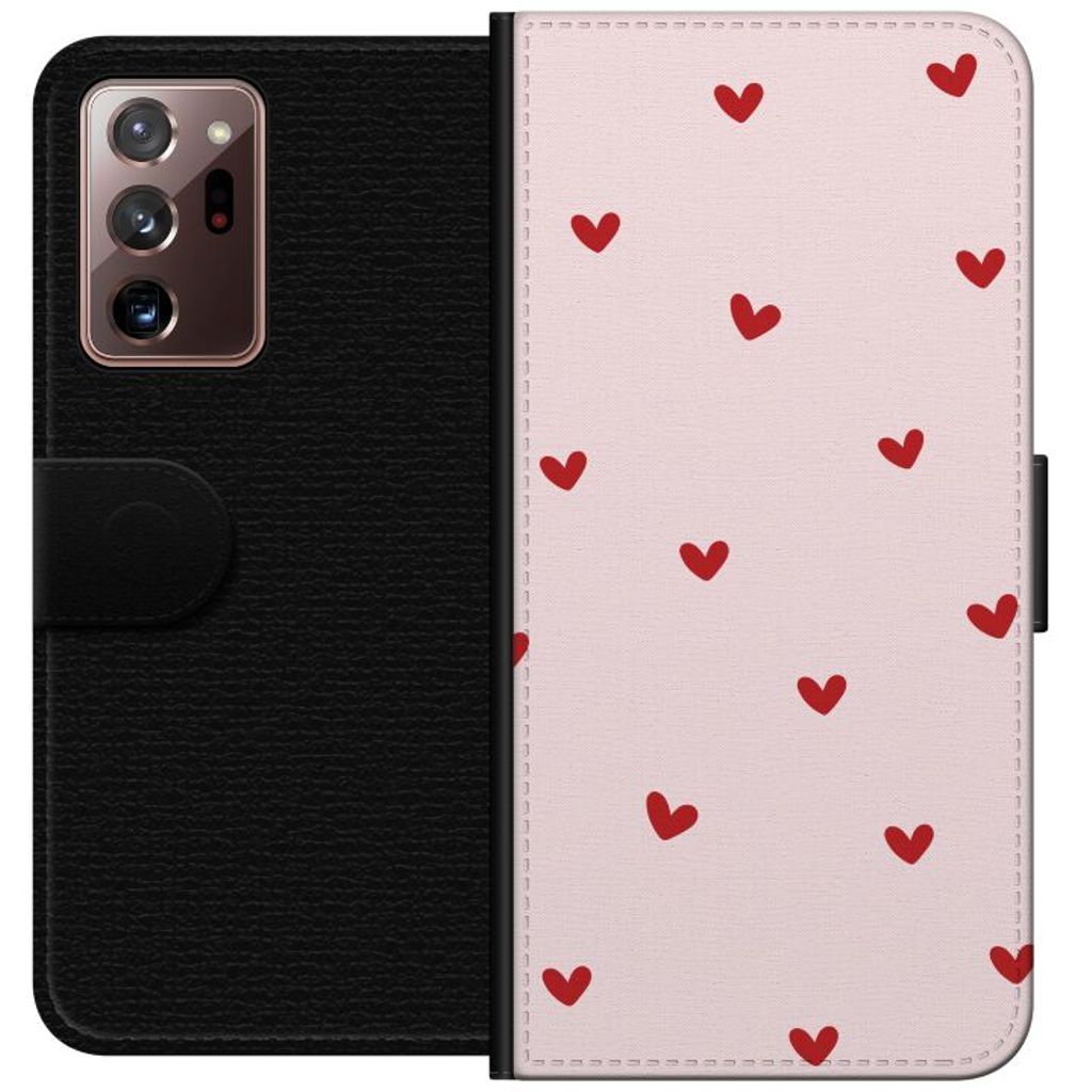 Samsung Galaxy Note20 Ultra Musta Lompakkokotelo Små Hjärtan