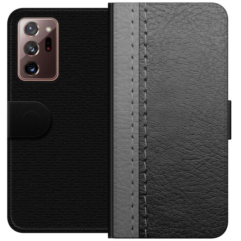 Samsung Galaxy Note20 Ultra Sort Lommebokdeksel Grått Fake Läder
