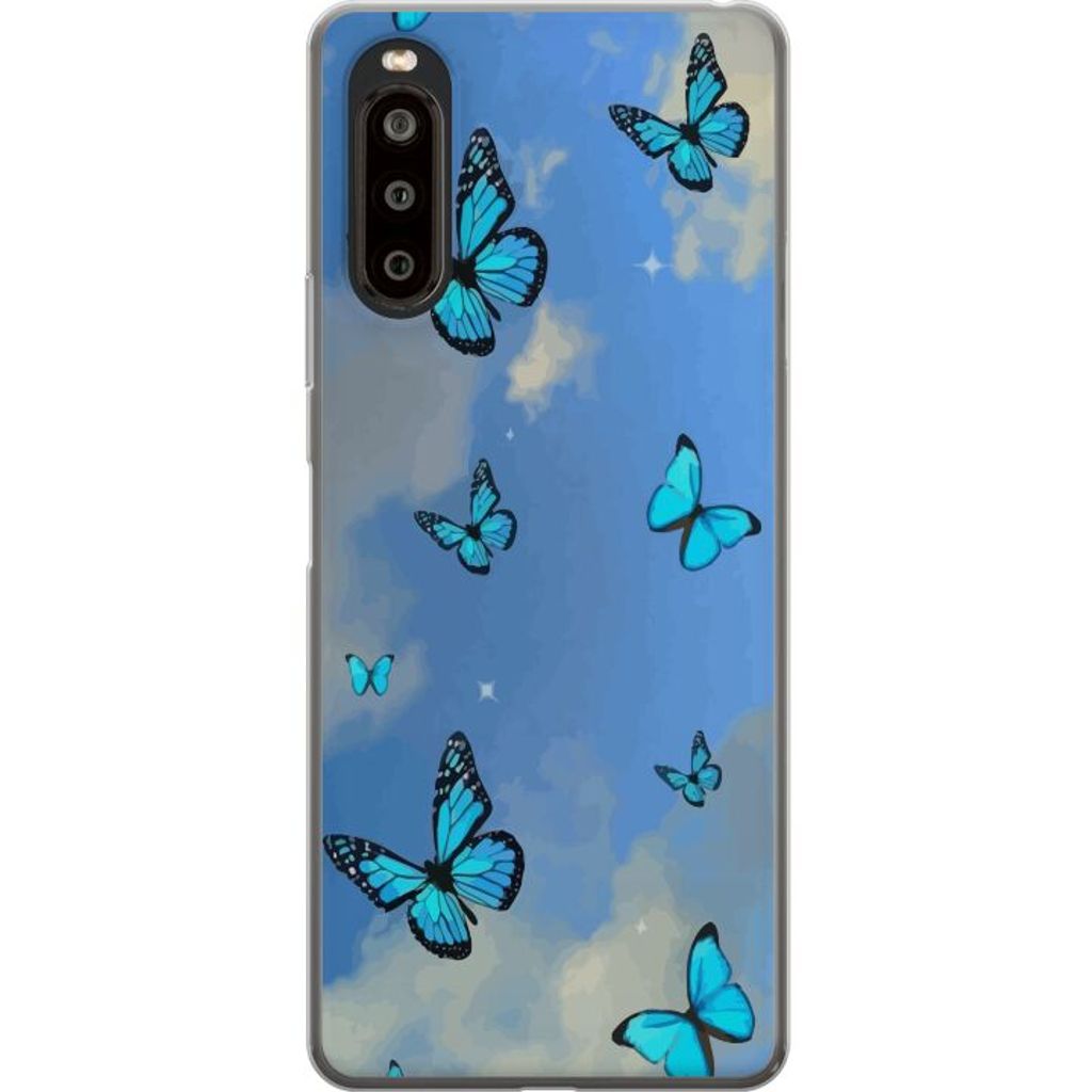 Sony Xperia 10 II Gennemsigtigt Telefoncover Himlen med fjärilar