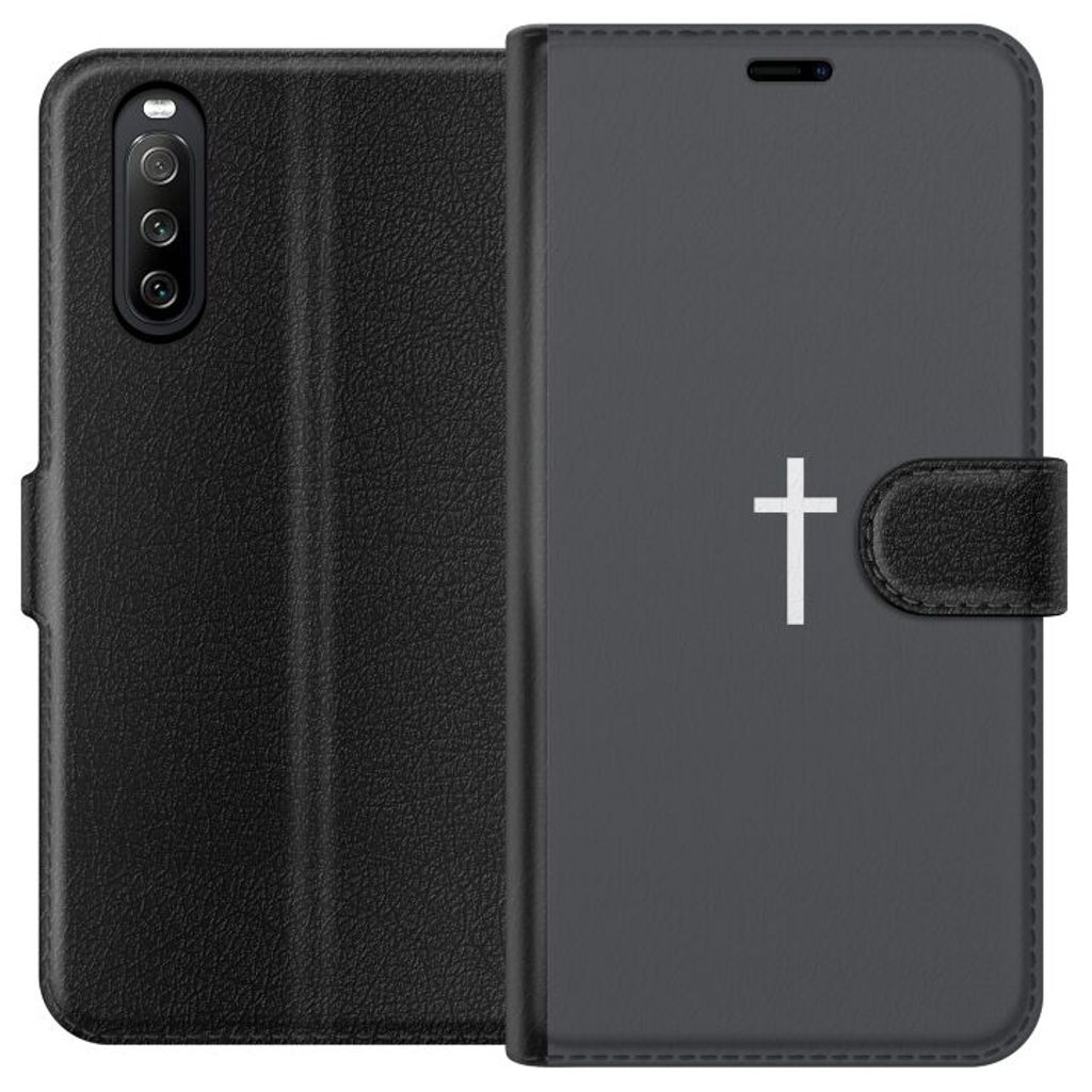 Sony Xperia 10 III Svart Plånboksfodral Kors